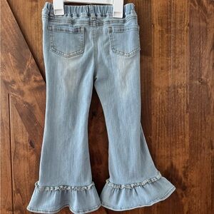 SHEIN Kids Ruffled Hem Blue Jeans